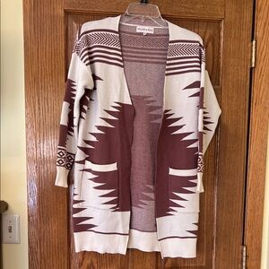 Women's Geometric Cardigan - Brown and Cream